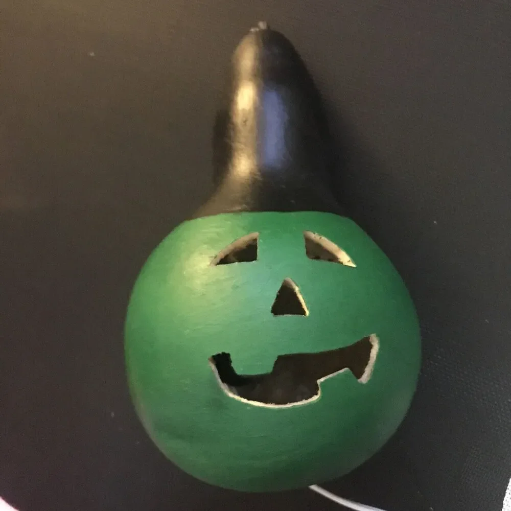 Halloween Gourd Light Pumpkin Jack O' Lantern Witch 9” Handmade